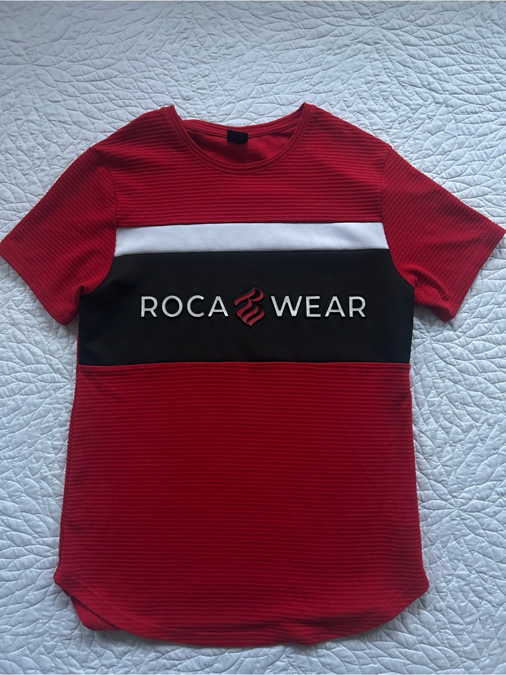 Rocawear Red Black White Panel Logo Tee